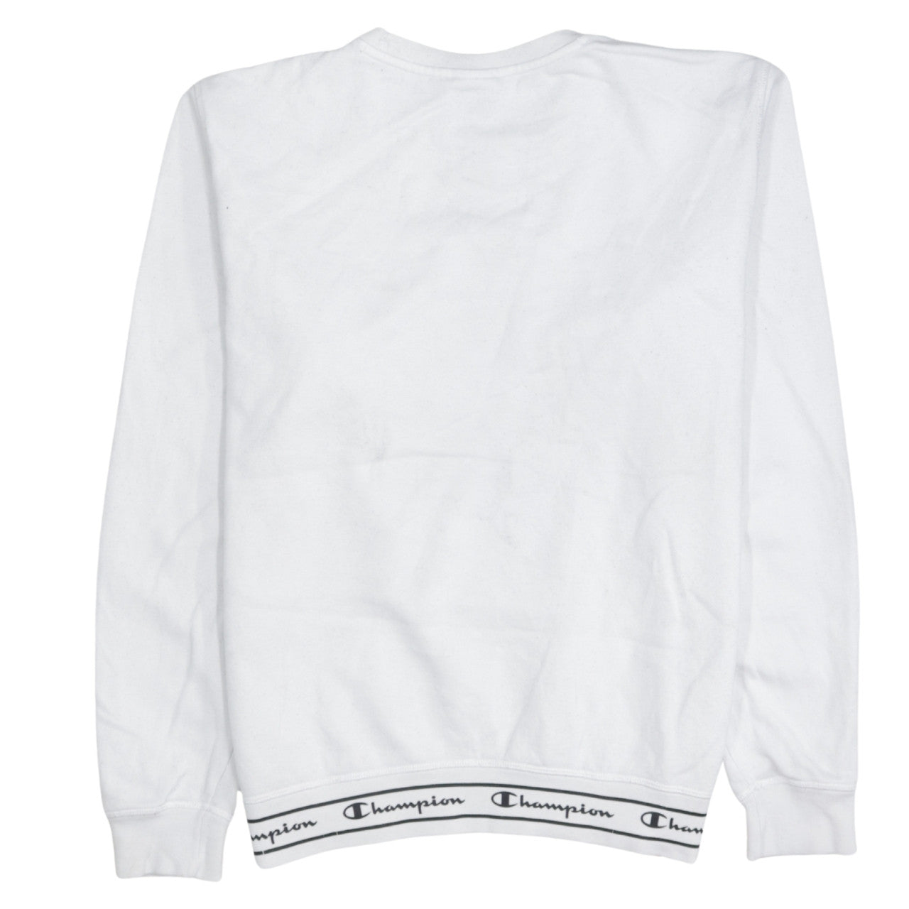 Champion Mens White Crew Neck Sweatshirt Large Cotton Blend Logo Style