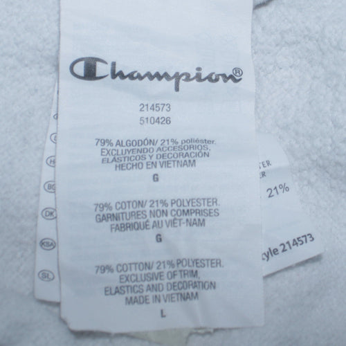 Champion Mens White Crew Neck Sweatshirt Large Cotton Blend Logo Style