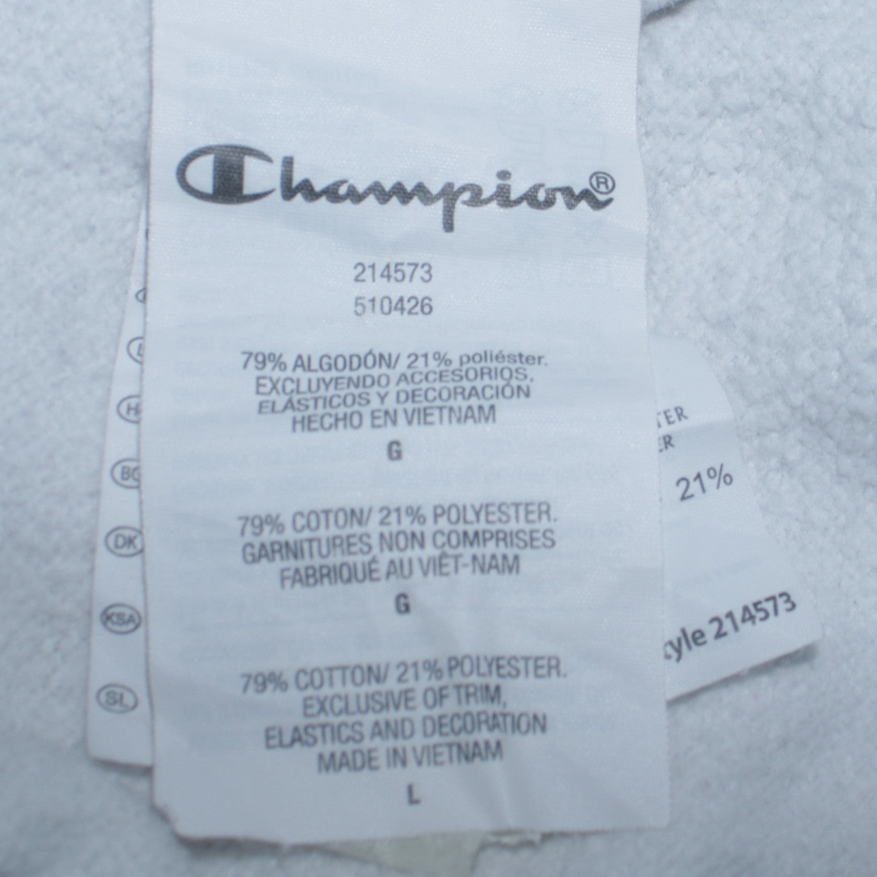 Champion Mens White Crew Neck Sweatshirt Large Cotton Blend Logo Style