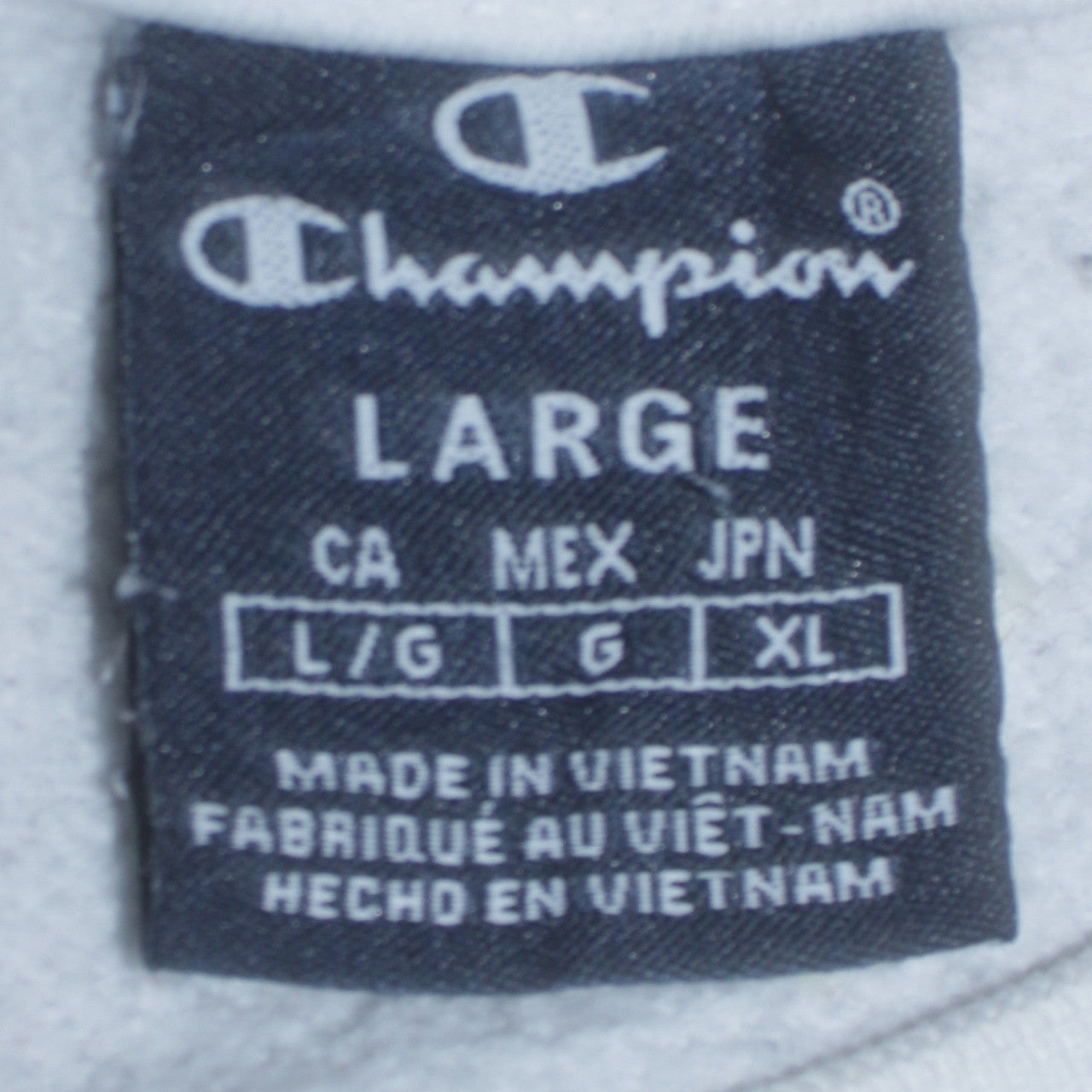 Champion Mens White Crew Neck Sweatshirt Large Cotton Blend Logo Style