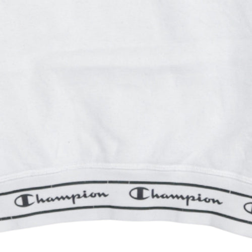 Champion Mens White Crew Neck Sweatshirt Large Cotton Blend Logo Style