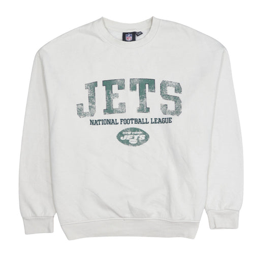 Primark NFL Women White Medium Pullover Sweatshirt Jets Graphic Print