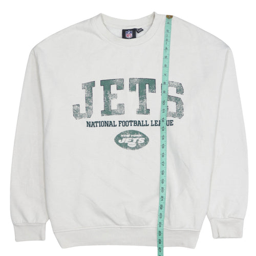 Primark NFL Women White Medium Pullover Sweatshirt Jets Graphic Print
