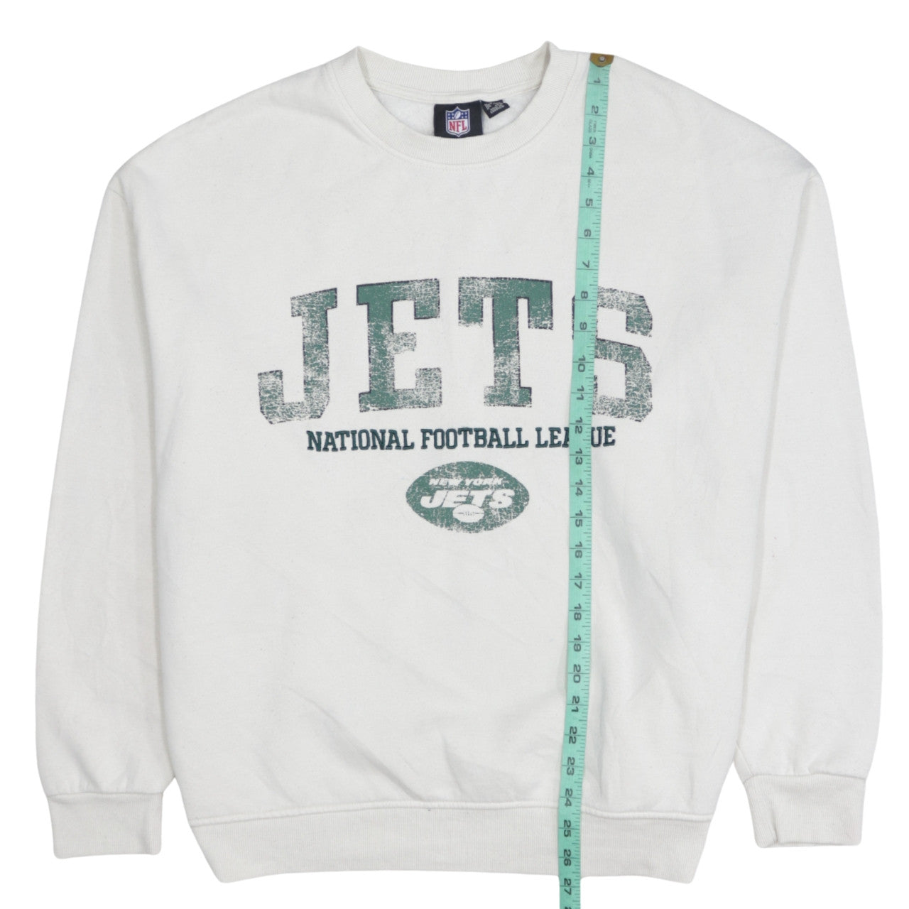 Primark NFL Women White Medium Pullover Sweatshirt Jets Graphic Print