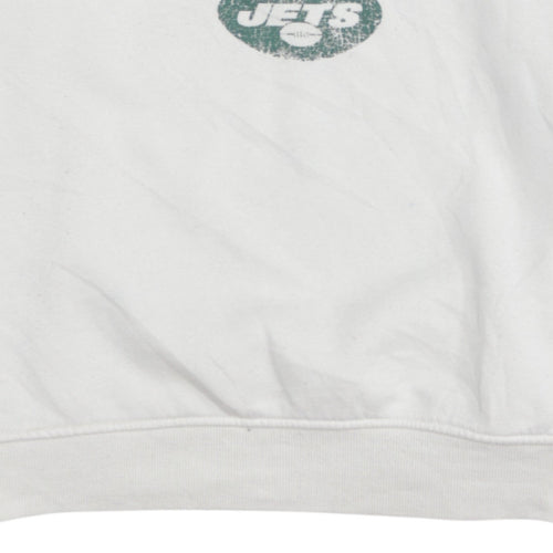 Primark NFL Women White Medium Pullover Sweatshirt Jets Graphic Print