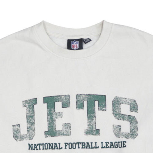 Primark NFL Women White Medium Pullover Sweatshirt Jets Graphic Print