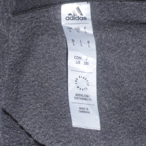 Adidas Men's Black Pullover Hoodie L Logo Fleece Sportswear