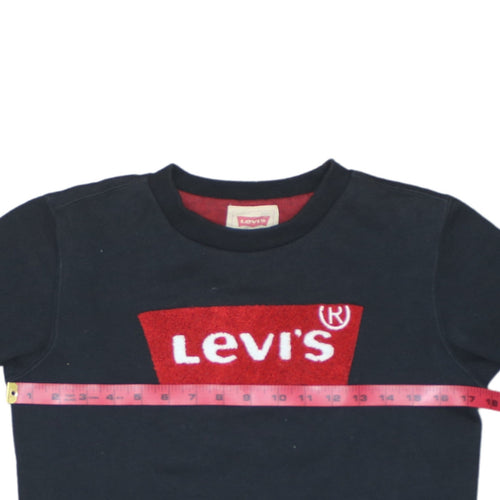 Levi's Boys Black Logo Crew Neck Pullover Sweatshirt Size 12 Years
