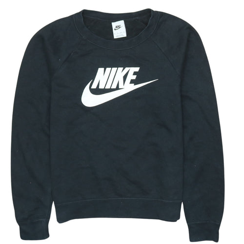Nike Womens Black XS Pullover Sweatshirt Crew Neck Logo Print