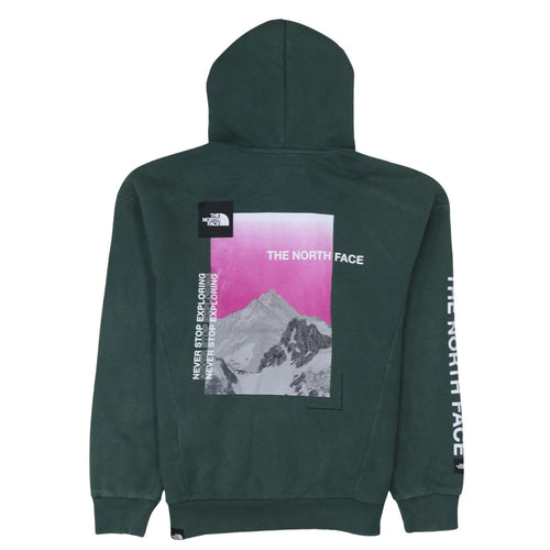 The North Face Womens Green Pullover Hoodie Size M Graphic Print