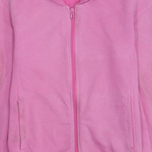Adidas Women Pink Full Zip Hoodie Small Climalite Sport Essentials