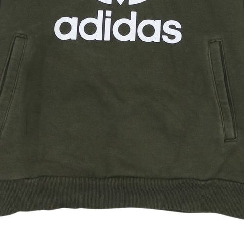Adidas Boys Green Colourblock Pullover Hoodie 13-14 Years Hooded Sweatshirt