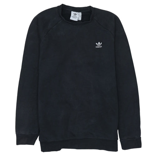 Adidas Mens Black Crew Neck Fleece Sweatshirt L Regular Fit