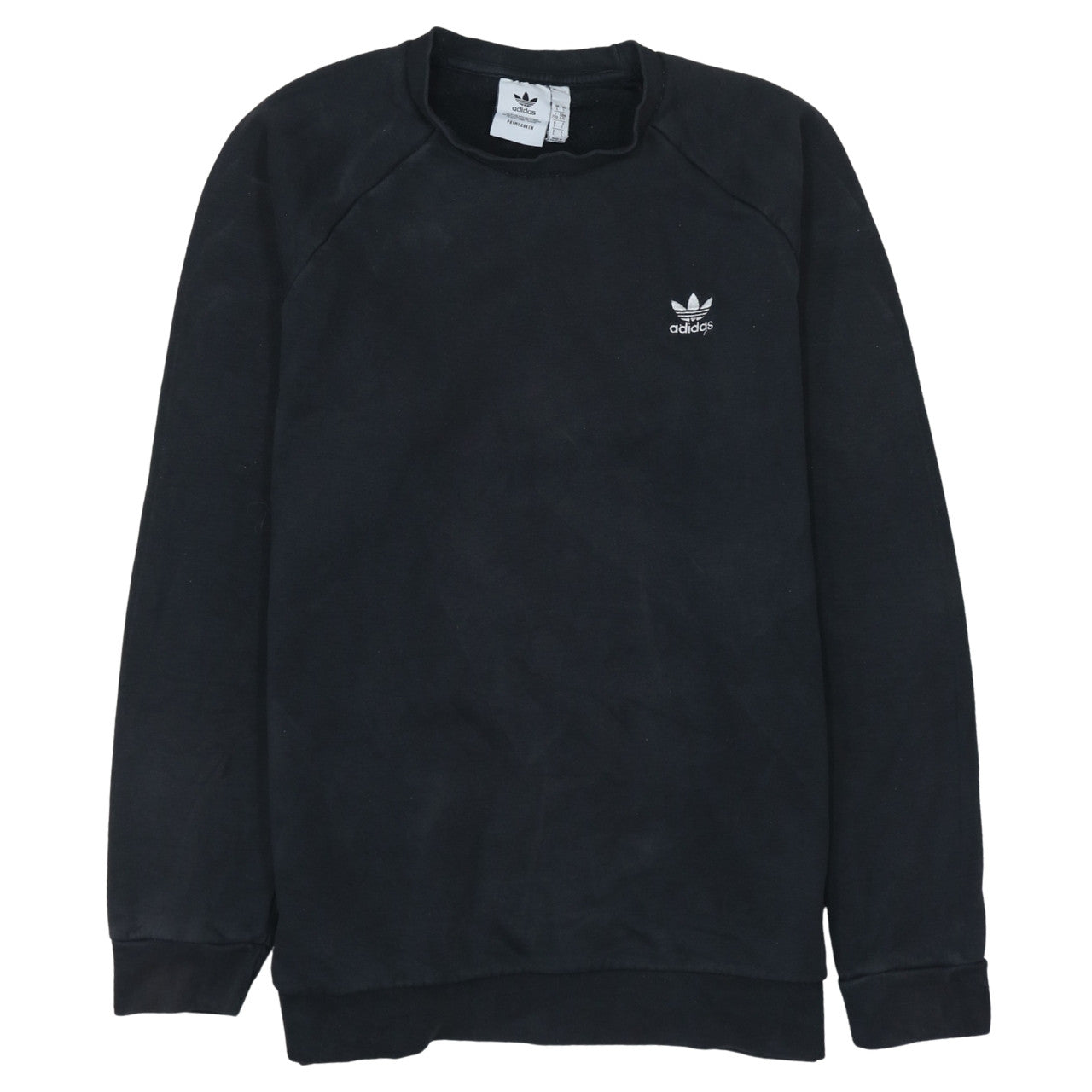 Adidas Mens Black Crew Neck Fleece Sweatshirt L Regular Fit