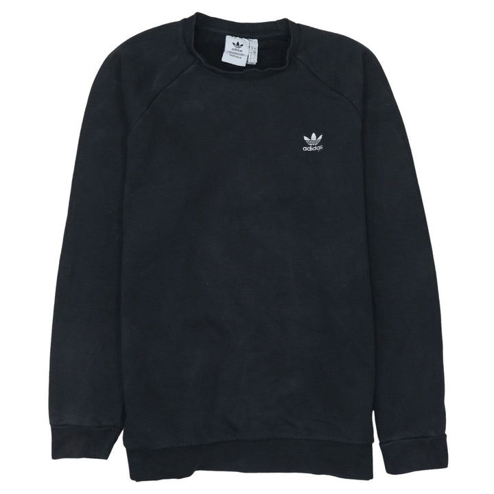 Adidas Mens Black Crew Neck Fleece Sweatshirt L Regular Fit