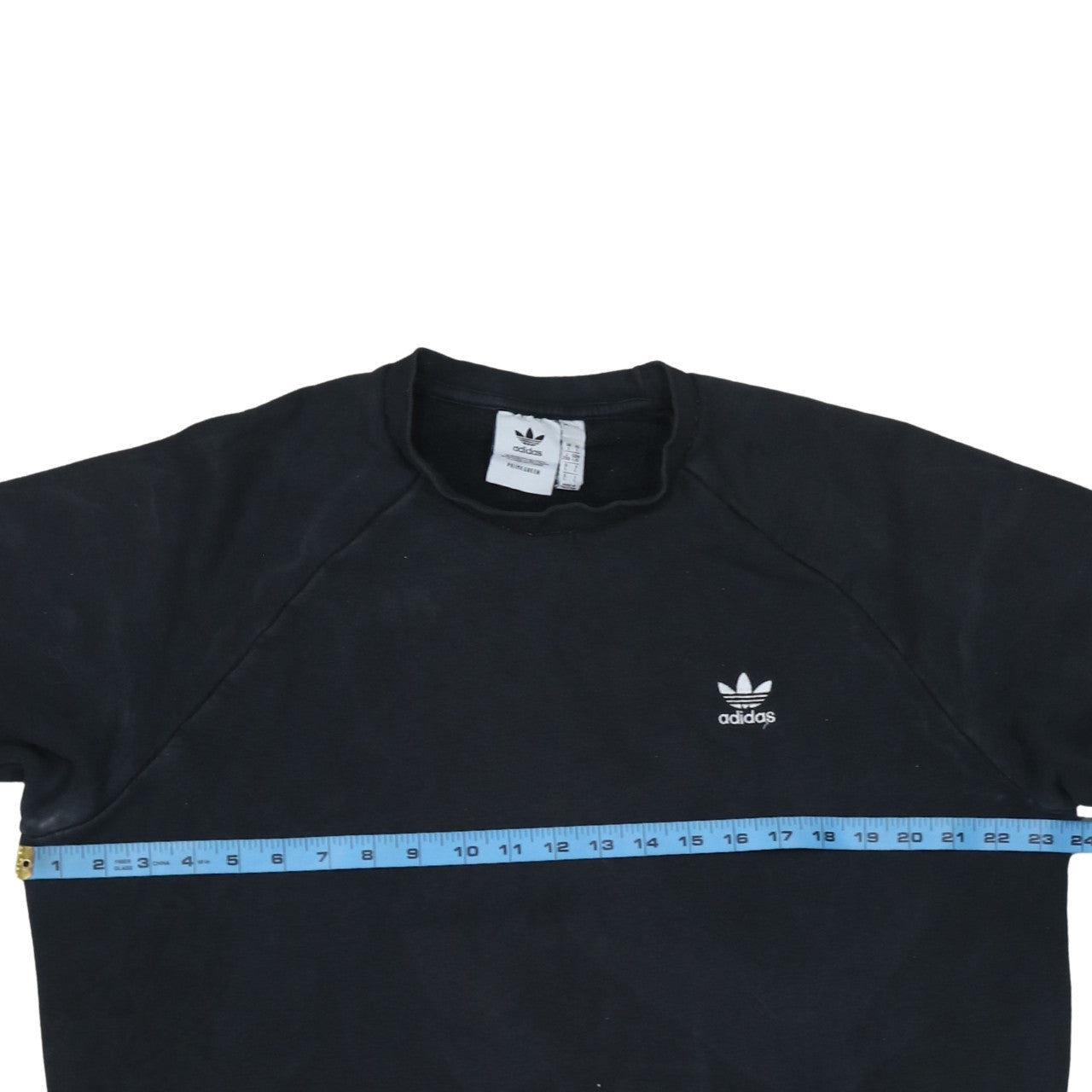 Adidas Mens Black Crew Neck Fleece Sweatshirt L Regular Fit