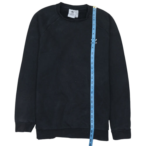 Adidas Mens Black Crew Neck Fleece Sweatshirt L Regular Fit
