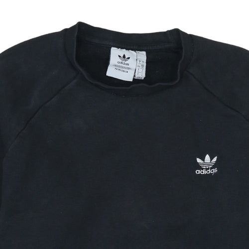 Adidas Mens Black Crew Neck Fleece Sweatshirt L Regular Fit
