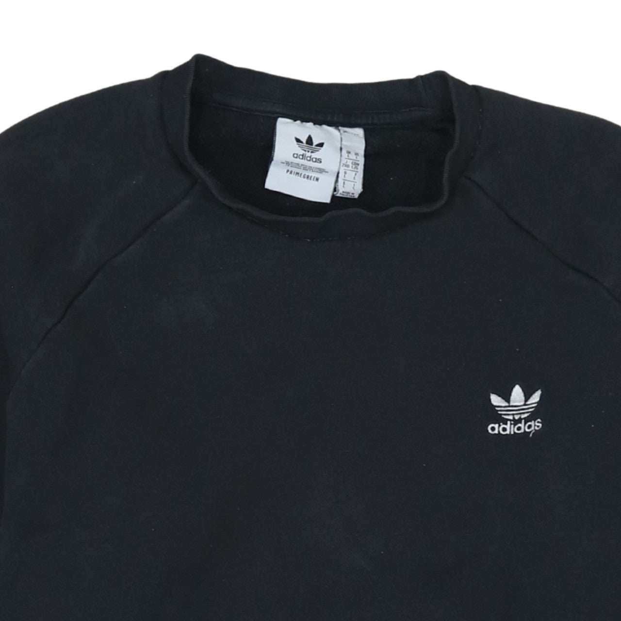Adidas Mens Black Crew Neck Fleece Sweatshirt L Regular Fit
