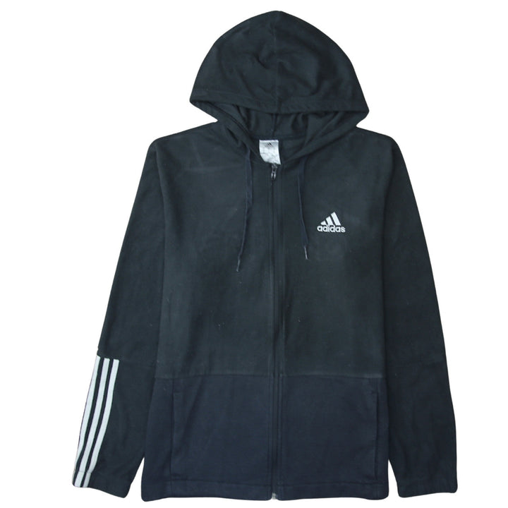 Adidas Men's Black XL Full Zip Hoodie with Logo and Pockets