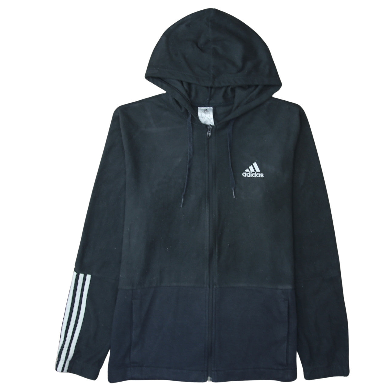 Adidas Men's Black XL Full Zip Hoodie with Logo and Pockets