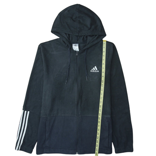 Adidas Men's Black XL Full Zip Hoodie with Logo and Pockets
