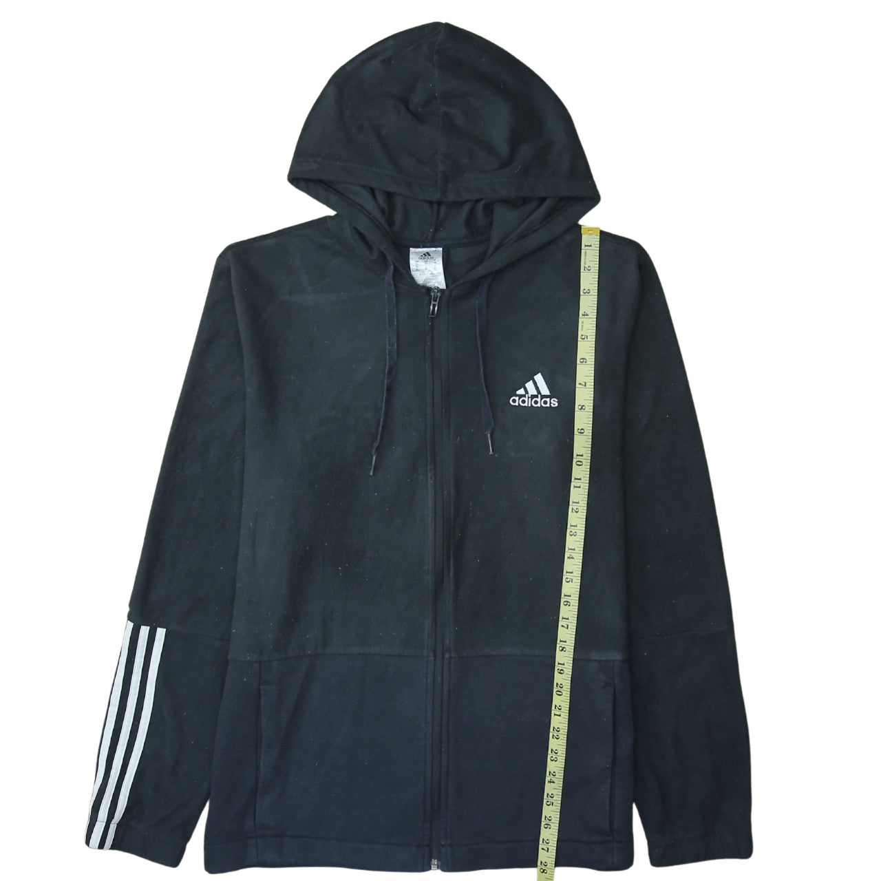 Adidas Men's Black XL Full Zip Hoodie with Logo and Pockets
