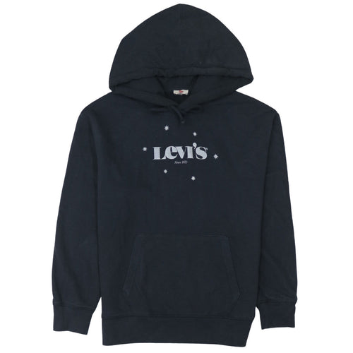 Levi's Womens Black Pullover Hoodie Medium Cotton Logo Design