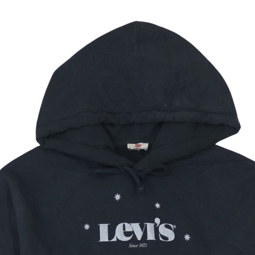 Levi's Womens Black Pullover Hoodie Medium Cotton Logo Design