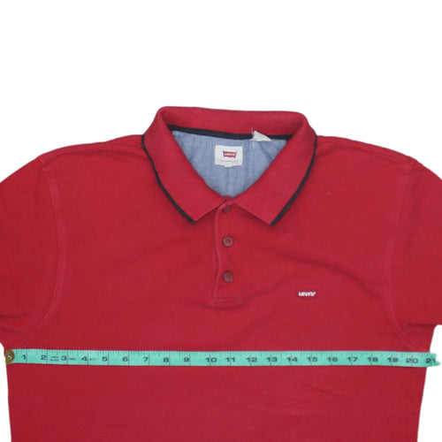 Levi's Men's Red Cotton Short Sleeve Polo Shirt Size L