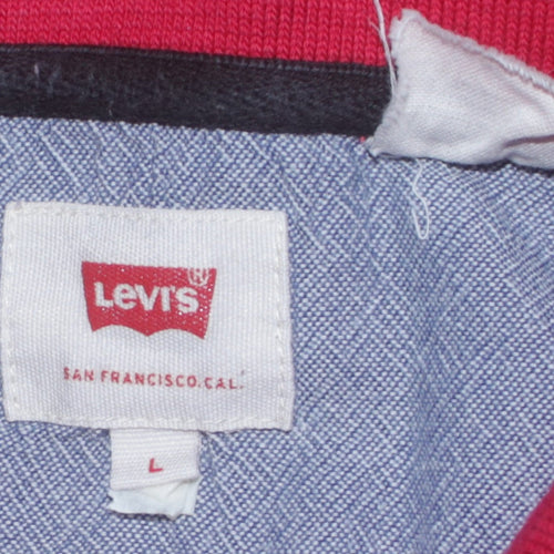 Levi's Men's Red Cotton Short Sleeve Polo Shirt Size L