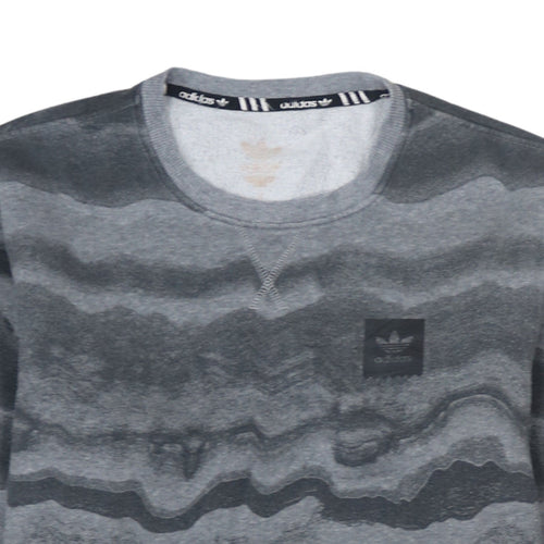Adidas Men's Grey Camouflage Crew Neck Pullover Sweatshirt Size S