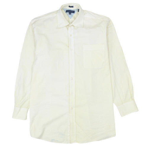 Tommy Hilfiger Men's Ivory Cotton Regular Fit Long Sleeve Shirt L