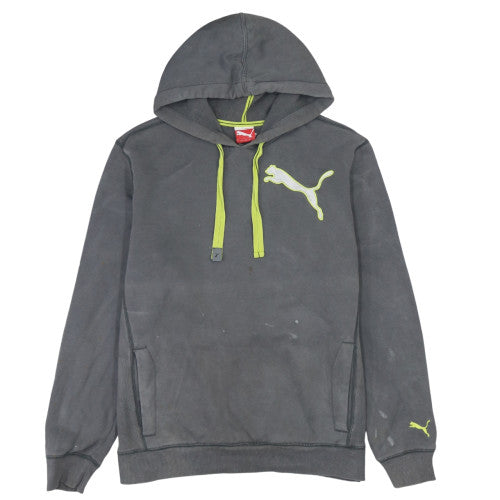 Puma Mens Grey Hooded Pullover Sweatshirt L Logo Sportswear