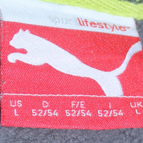 Puma Mens Grey Hooded Pullover Sweatshirt L Logo Sportswear