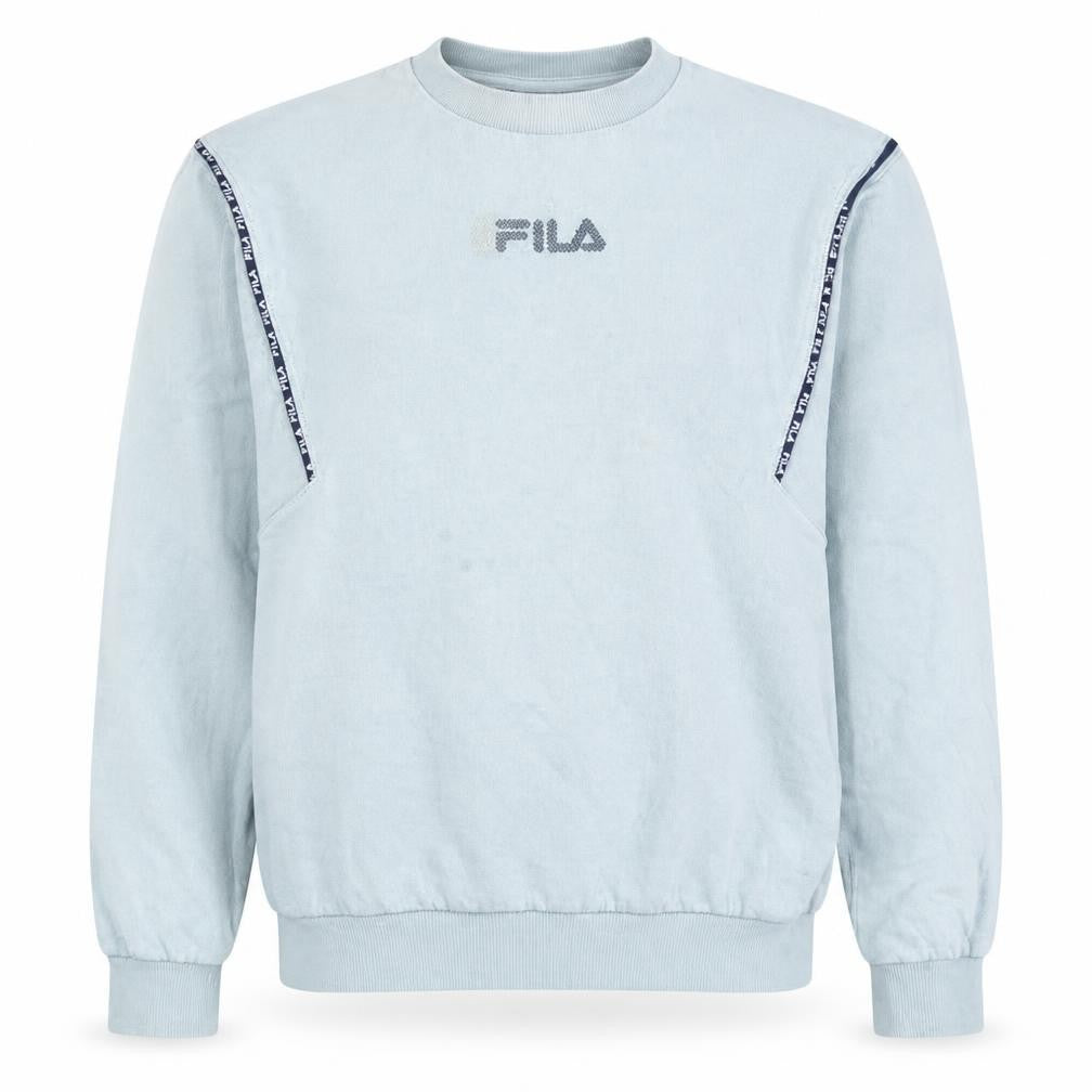 Front view of Fila Men's Blue XS Pullover Crew Neck Logo Sweatshirt
