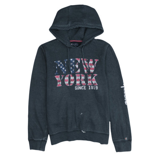 Champion Women's Black Pullover Hoodie L 'New York' Graphic Print