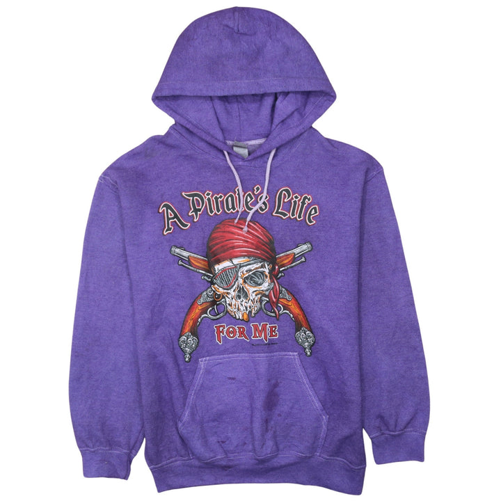Gildan Men's Purple Pirate Graphic Pullover Hoodie Size M