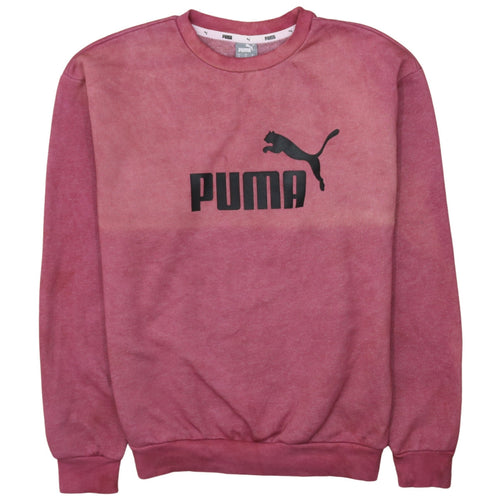 Puma Men’s Pink Logo Sweatshirt S Regular Fit Pullover Crew Neck