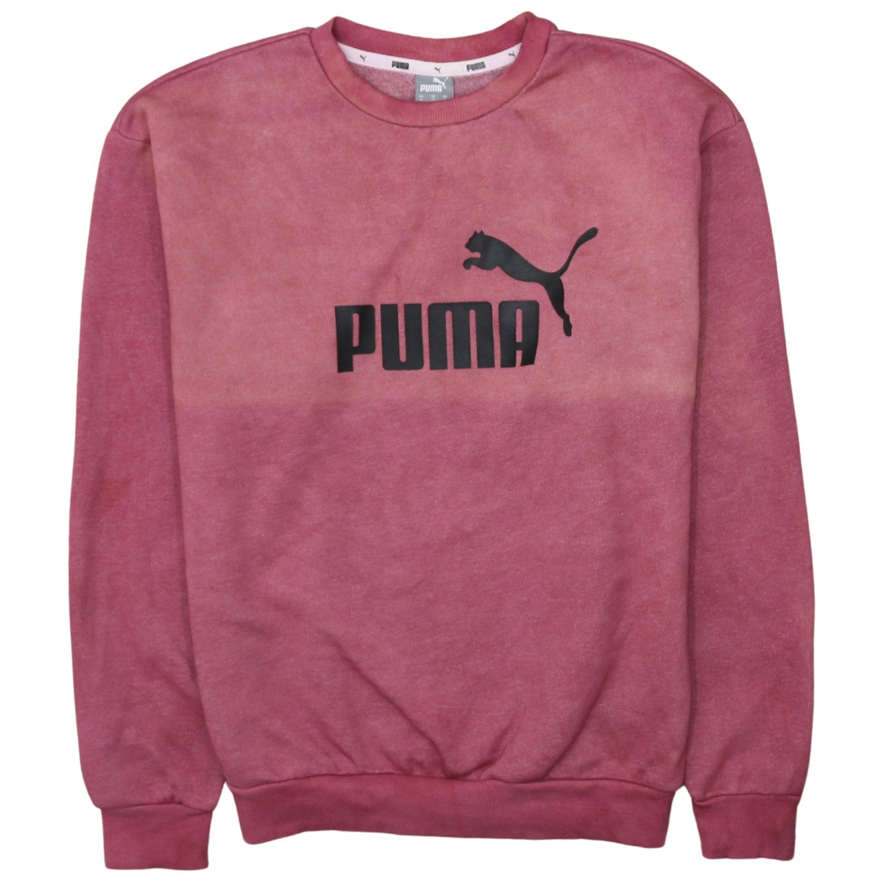 Puma Men’s Pink Logo Sweatshirt S Regular Fit Pullover Crew Neck