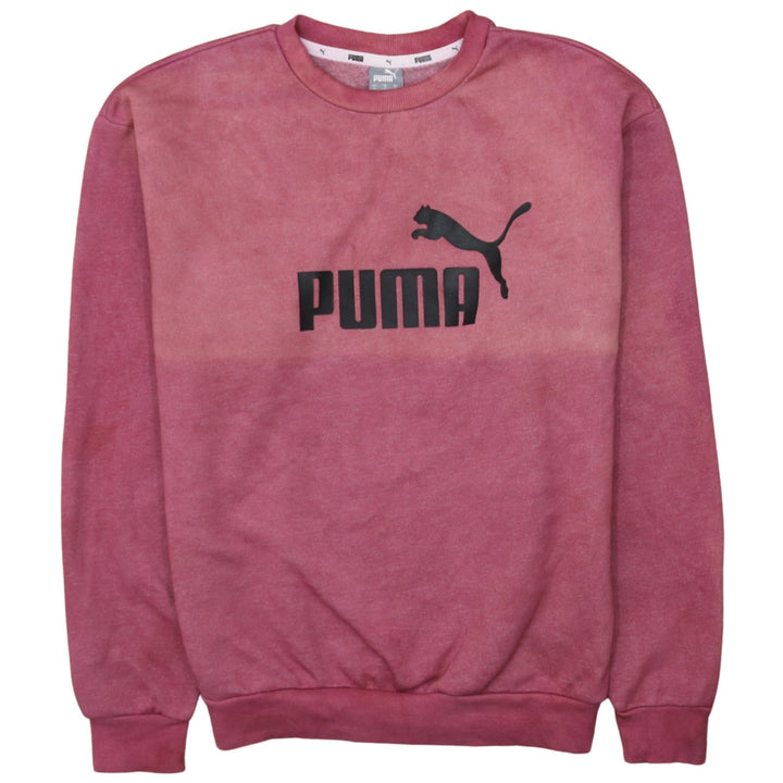 Puma Men’s Pink Logo Sweatshirt S Regular Fit Pullover Crew Neck