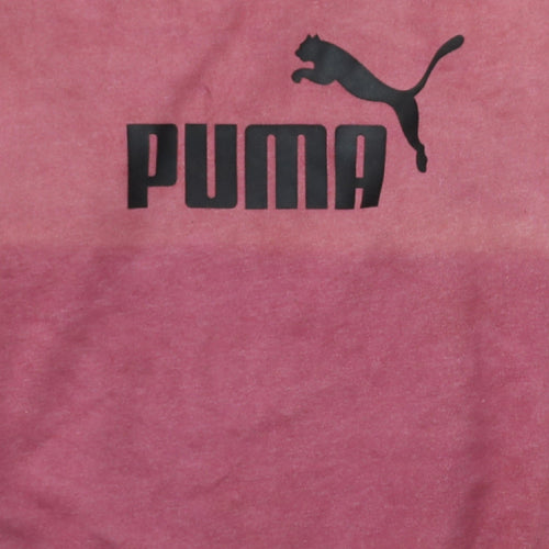 Puma Men’s Pink Logo Sweatshirt S Regular Fit Pullover Crew Neck