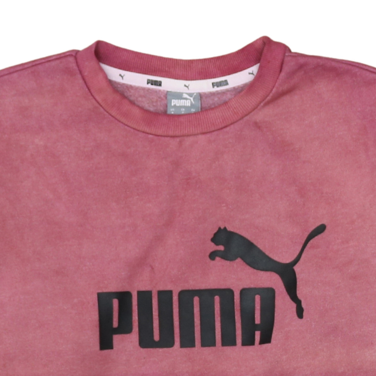 Puma Men’s Pink Logo Sweatshirt S Regular Fit Pullover Crew Neck