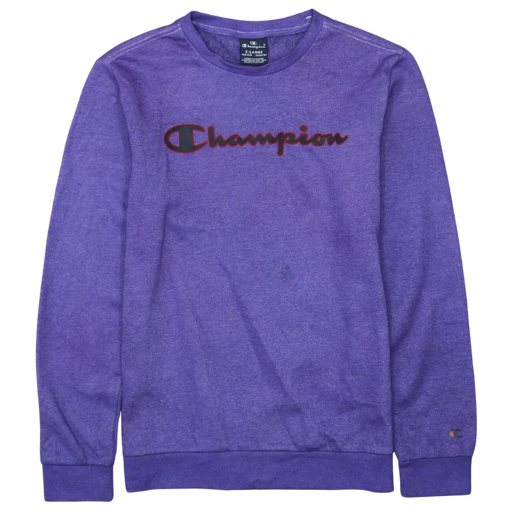 Champion Boys Purple Logo Sweatshirt Size 13-14 Years Crew Neck Fleece