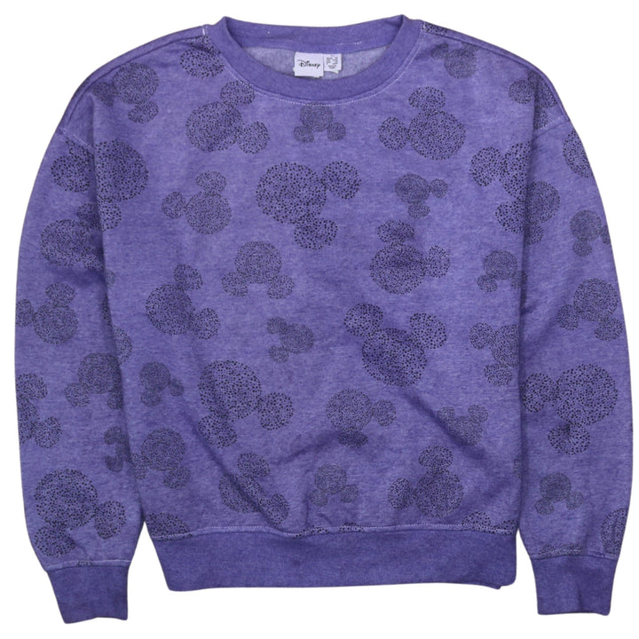 Disney Women Purple Mickey Mouse Pullover Sweatshirt XS