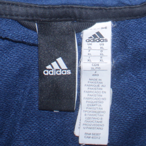 Adidas Men's Blue XL Full Zip Hoodie Sweatshirt Sportswear