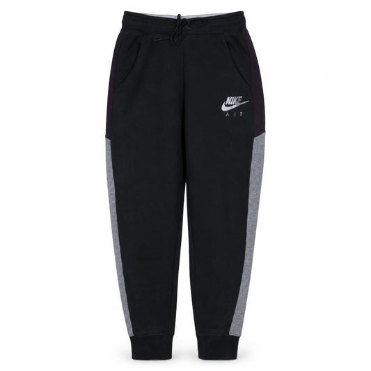Front view of Nike Air Men's Black Colourblock Joggers, size S, Fleece Tapered Trousers