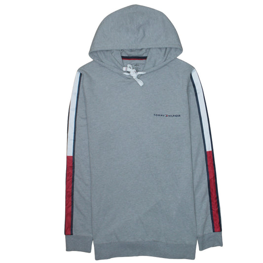 Tommy Hilfiger Men Grey M Pullover Hoodie with Logo Stripes