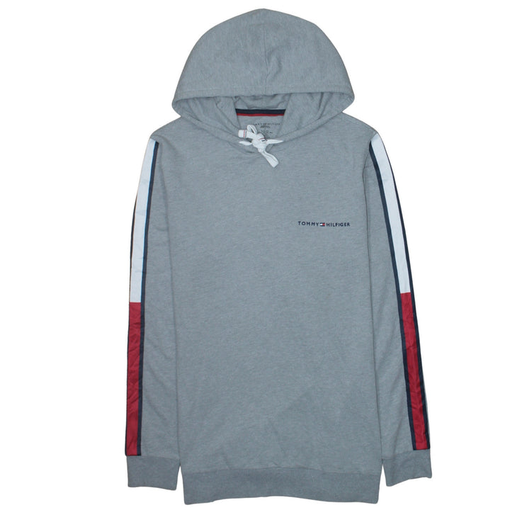 Tommy Hilfiger Men Grey M Pullover Hoodie with Logo Stripes