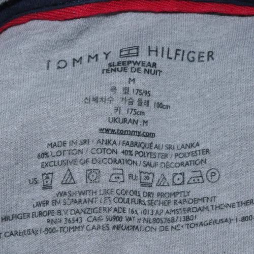 Tommy Hilfiger Men Grey M Pullover Hoodie with Logo Stripes